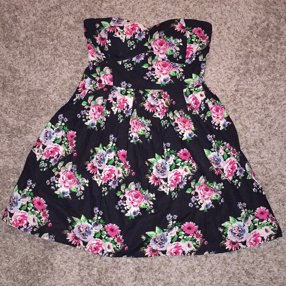 Strapless floral dress